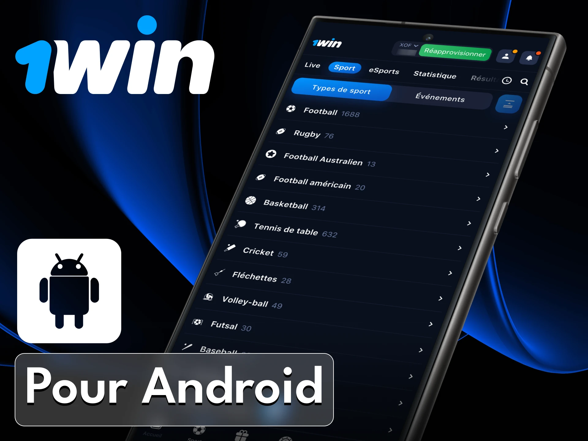 Téléchargez l'application pour Android depuis le site officiel de 1Win.