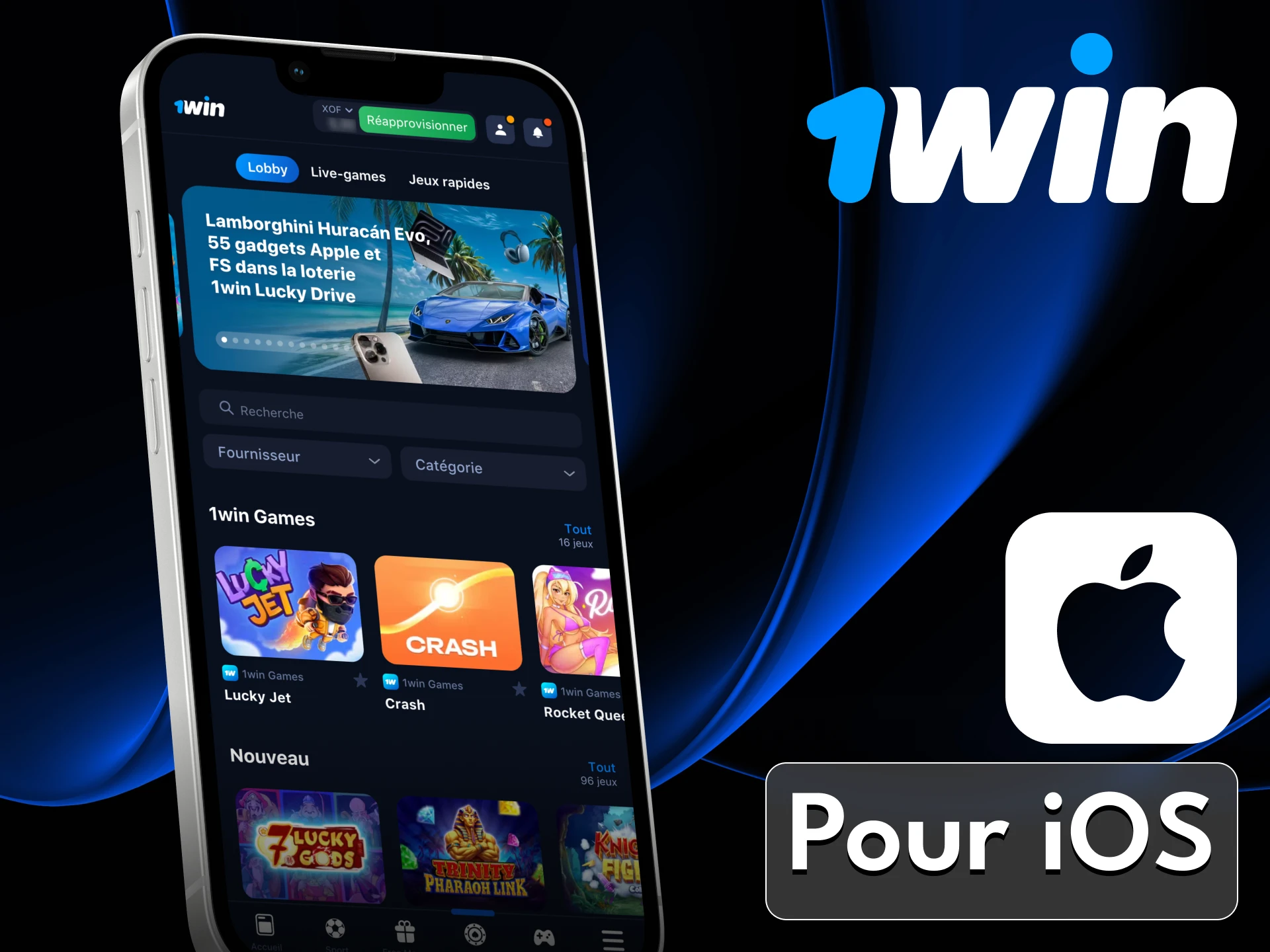 Vous pouvez télécharger l'application ios sur le site de 1Win.