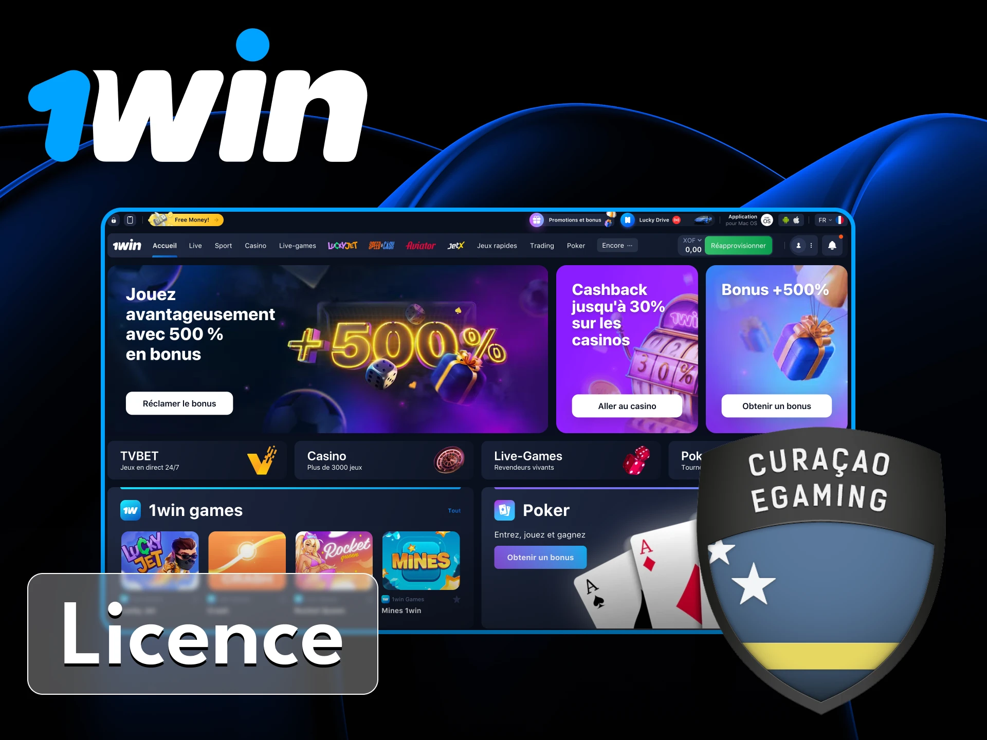 Le casino en ligne 1Win est légal et dispose d'une licence.