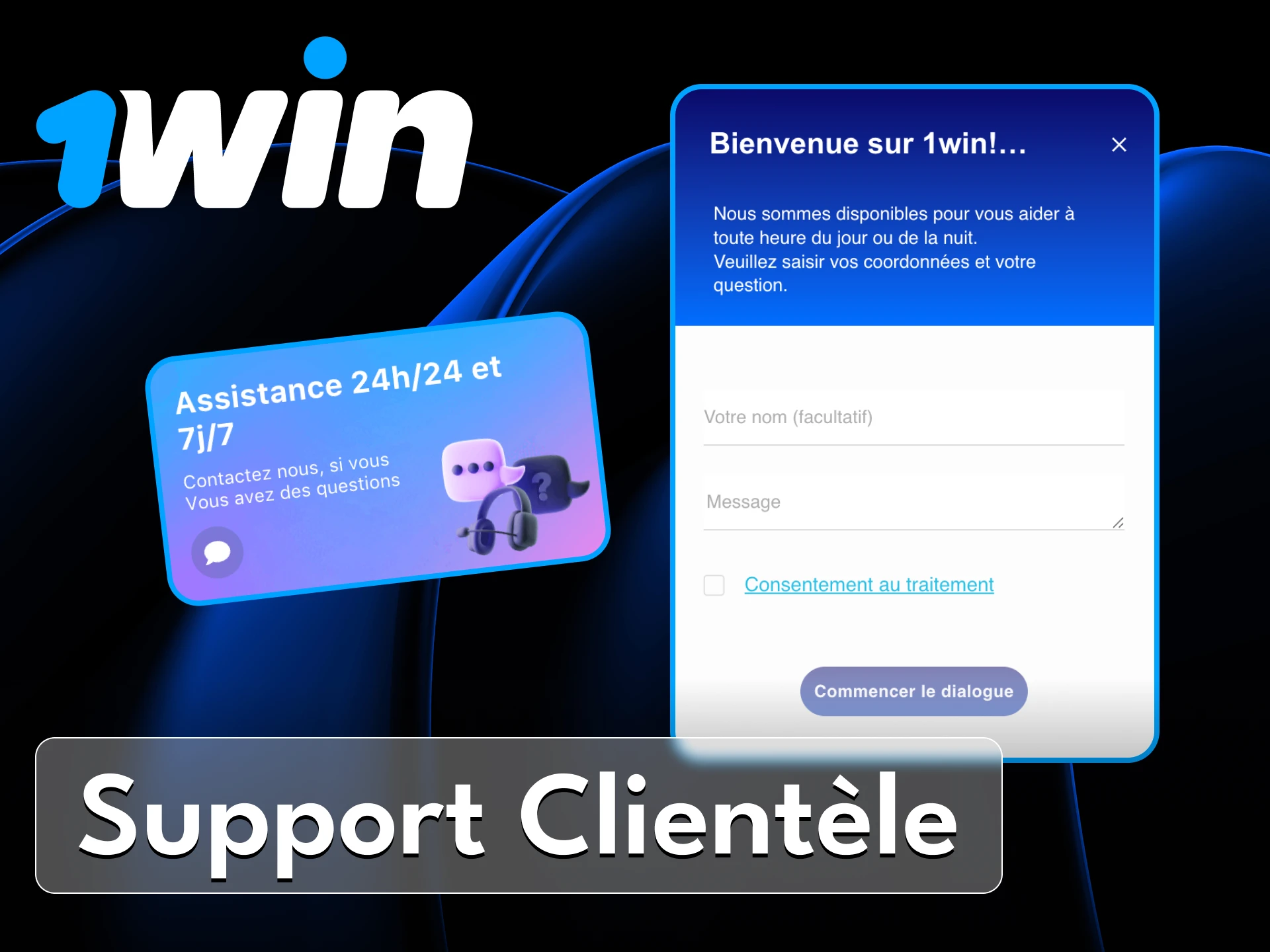 Vous pouvez poser votre question au support technique du casino en ligne 1Win.