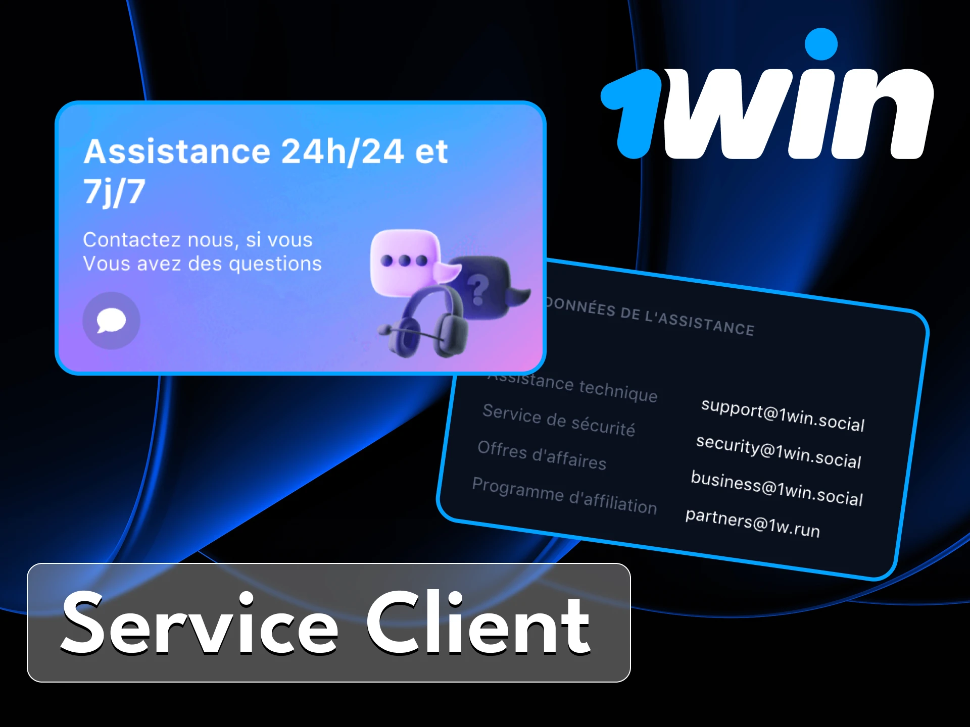 Le casino en ligne 1Win dispose d'un service d'assistance technique 24h/24 et 7j/7.