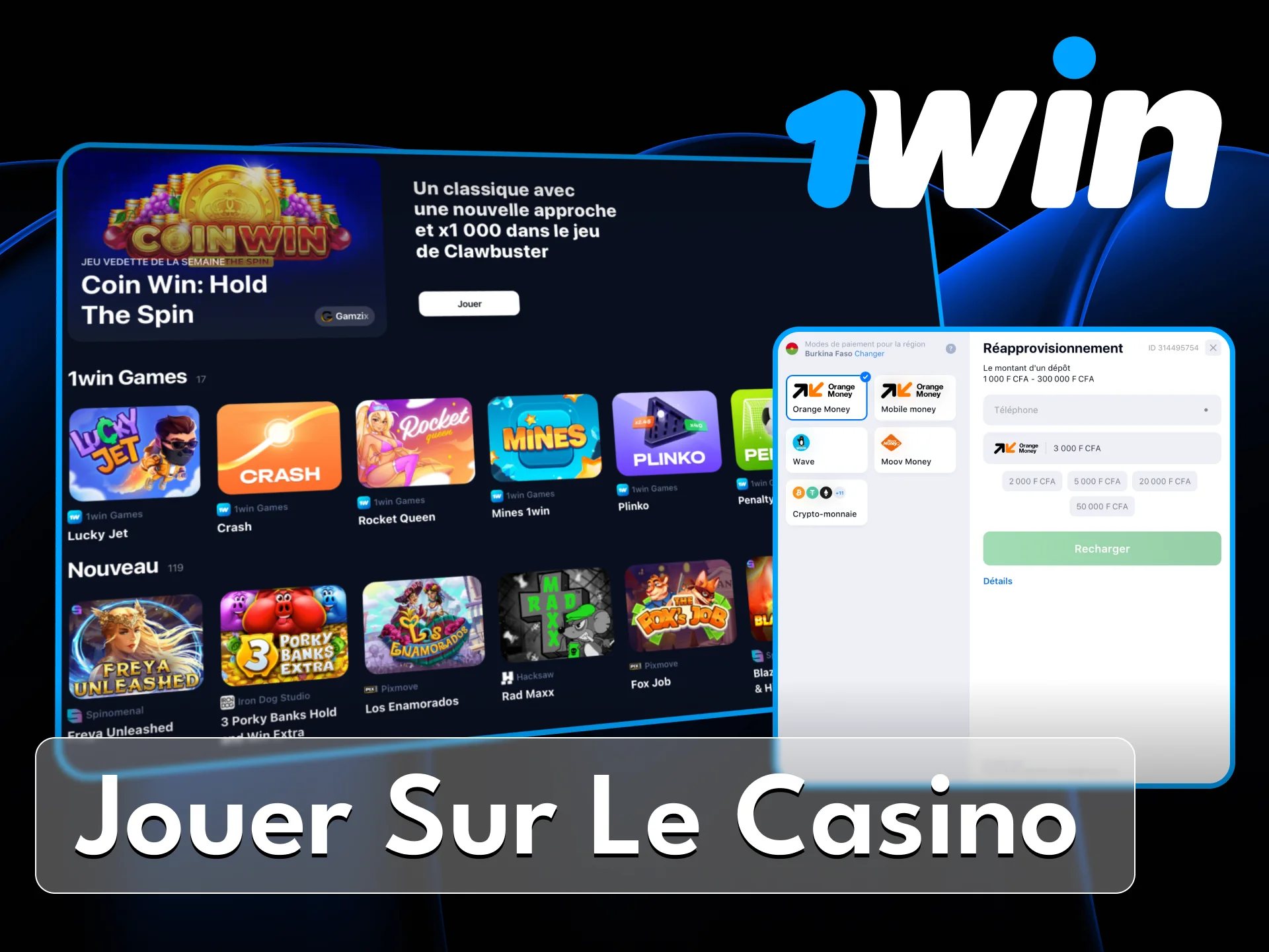Inscrivez-vous au casino en ligne 1Win, effectuez un dépôt et accédez aux jeux de casino les plus populaires.
