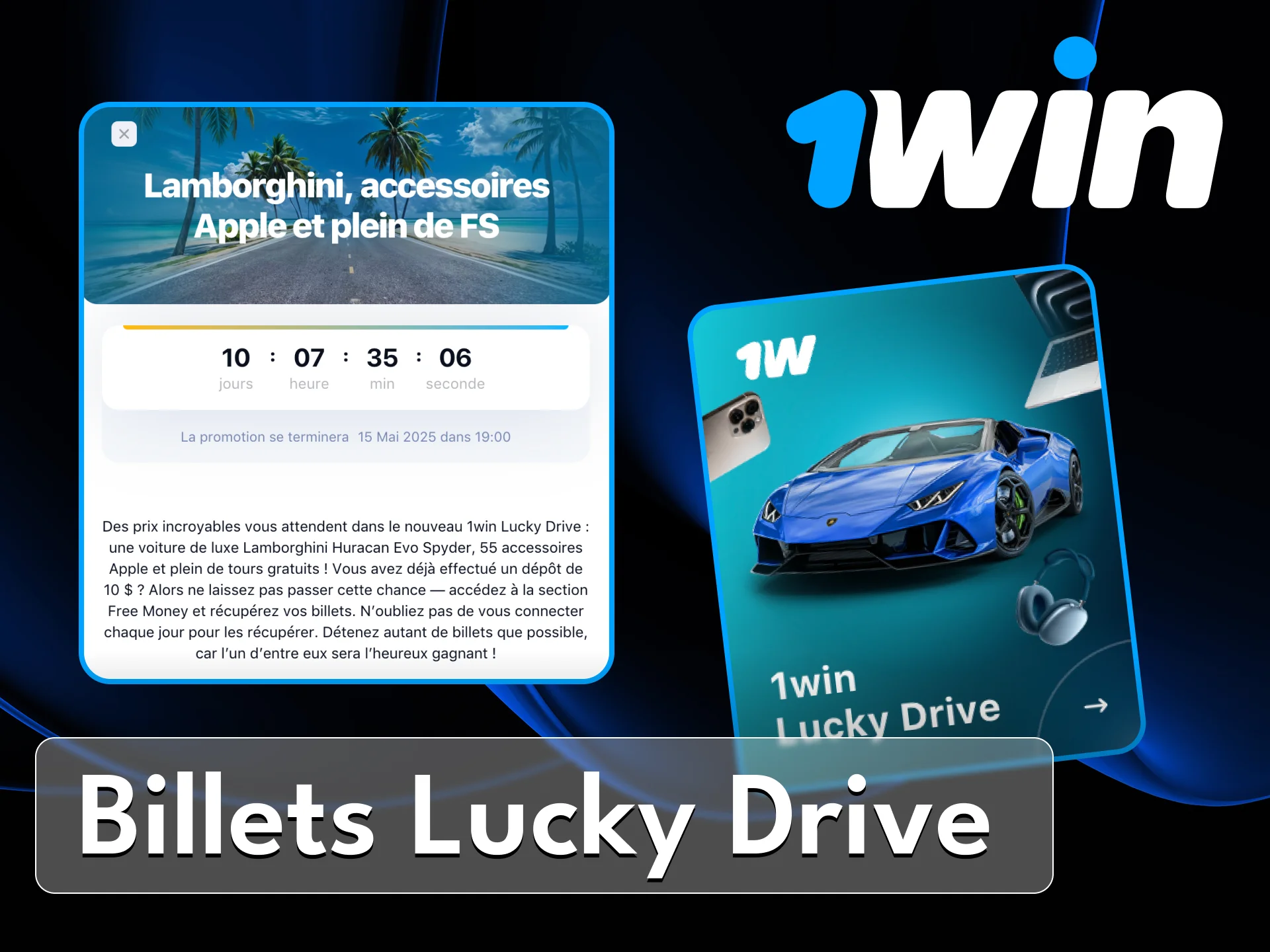 Tentez votre chance pour gagner des tickets spéciaux au casino en ligne 1Win.