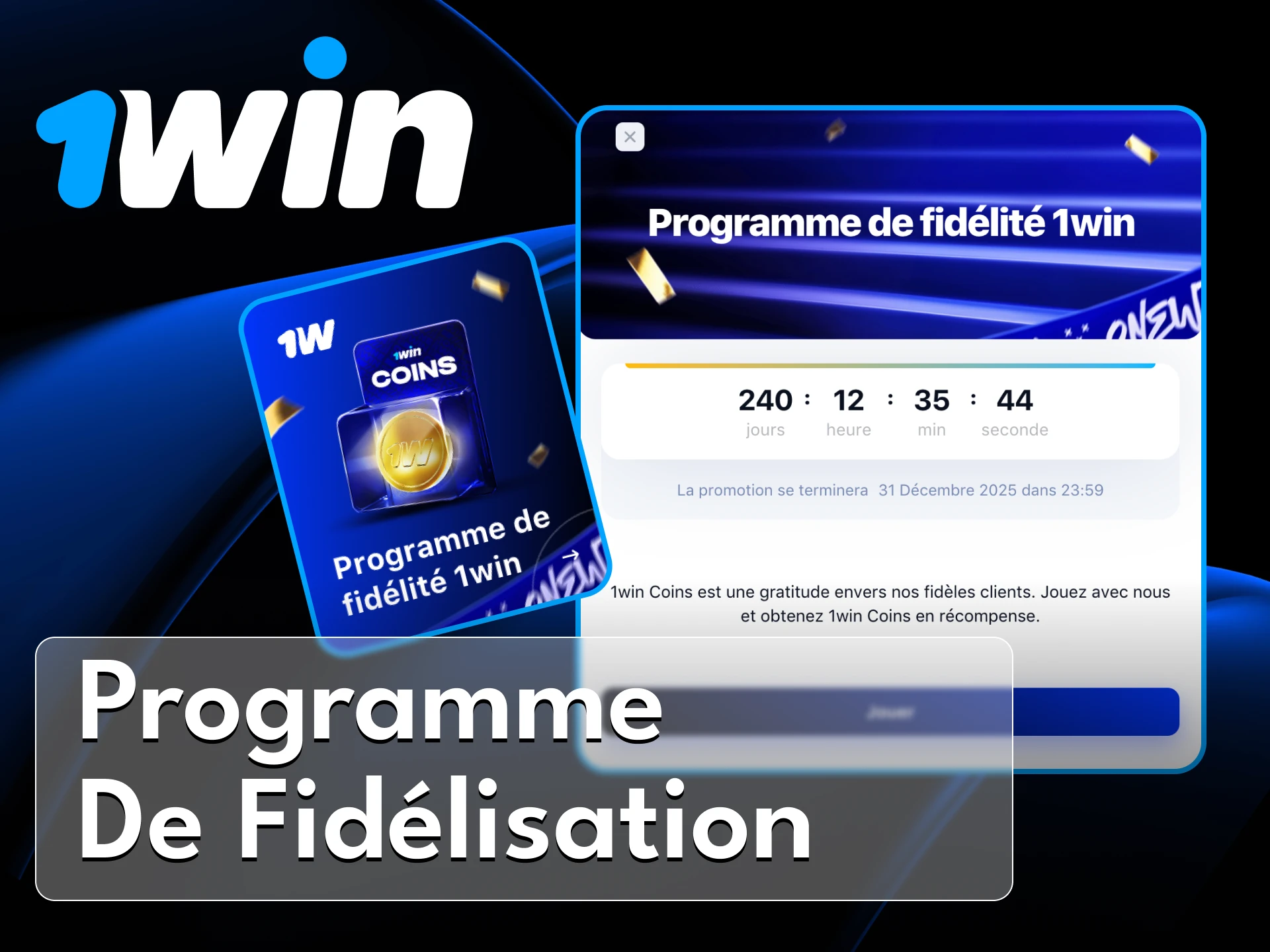 Placez des paris, obtenez des pièces et échangez-les contre de l'argent réel dans le casino en ligne 1Win.