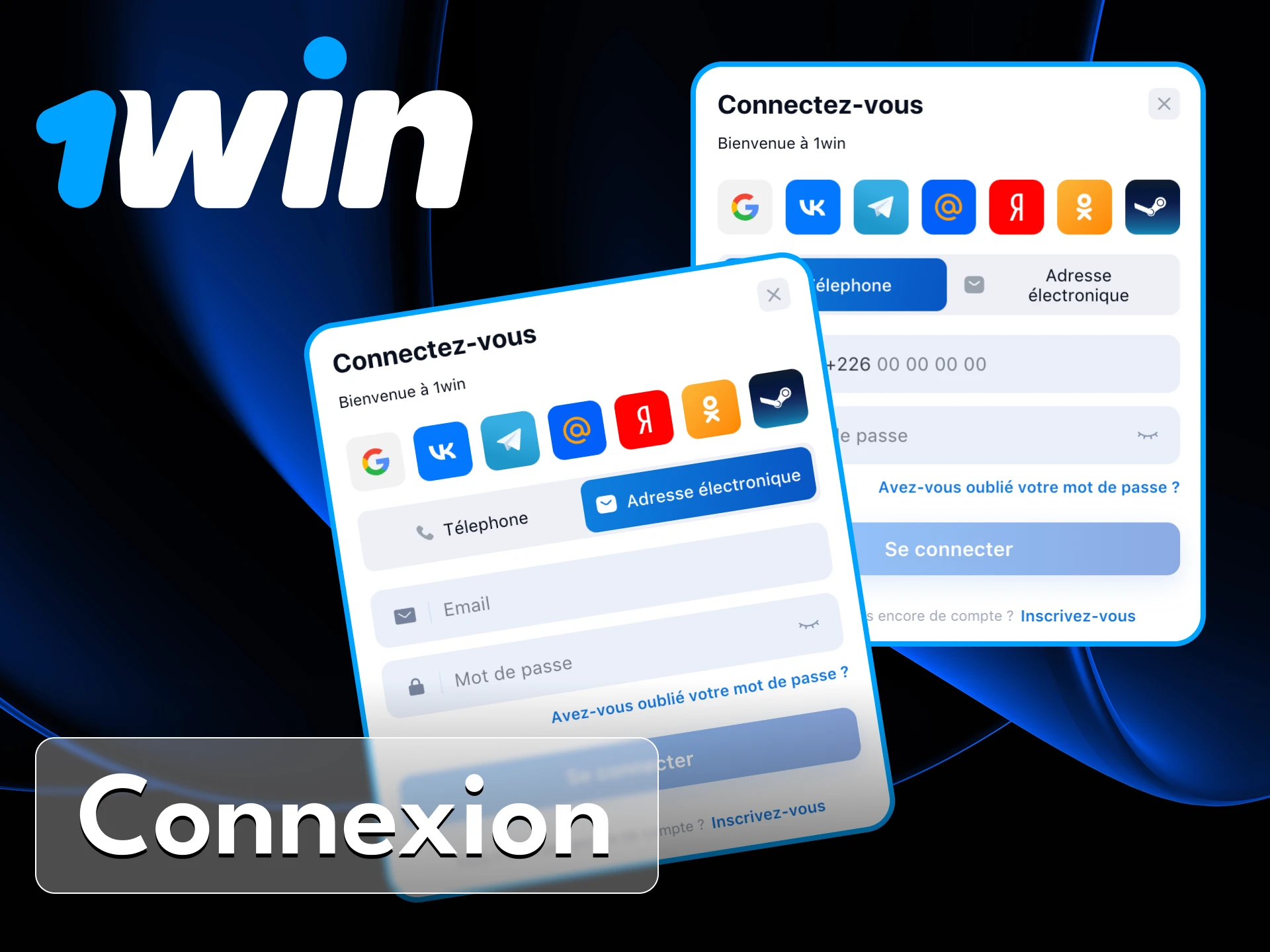 Connectez-vous au casino en ligne 1Win de n'importe quelle manière pratique pour accéder aux jeux et aux paris sportifs.