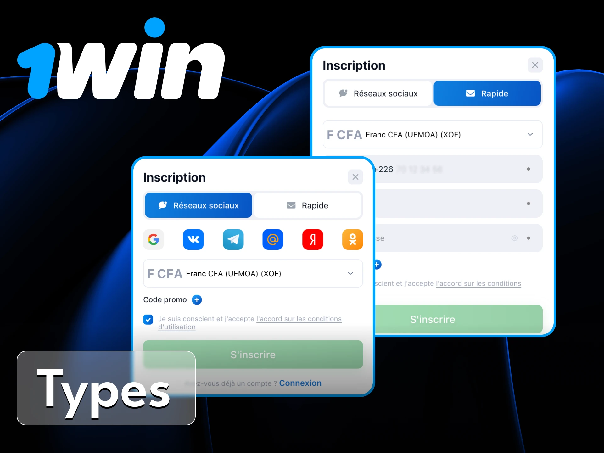 Le casino en ligne 1Win propose aux utilisateurs plusieurs méthodes d'inscription.