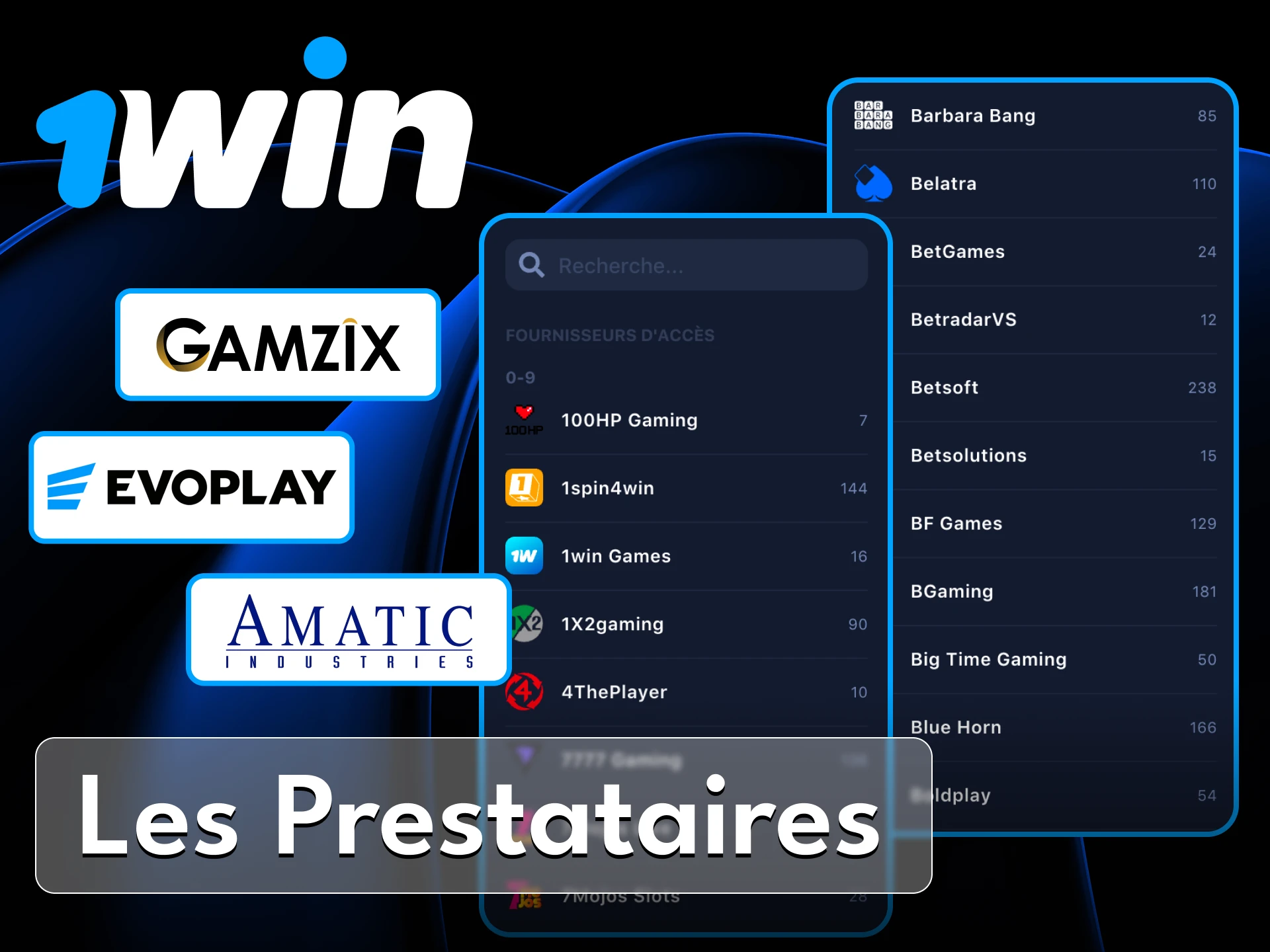 Le casino en ligne 1Win propose des jeux de casino des fournisseurs les plus célèbres.
