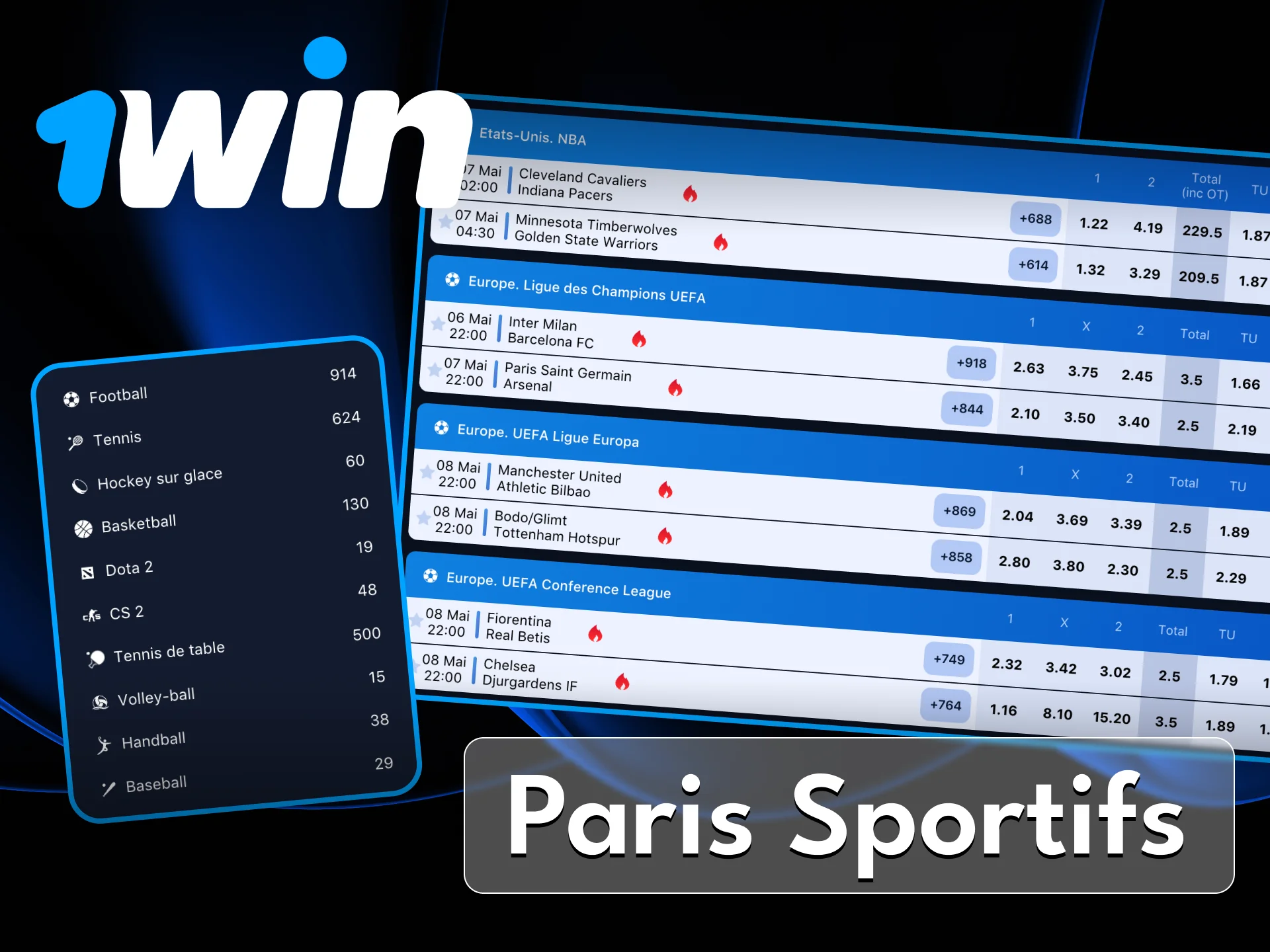 Placez des paris sur vos sports préférés au casino en ligne 1Win.