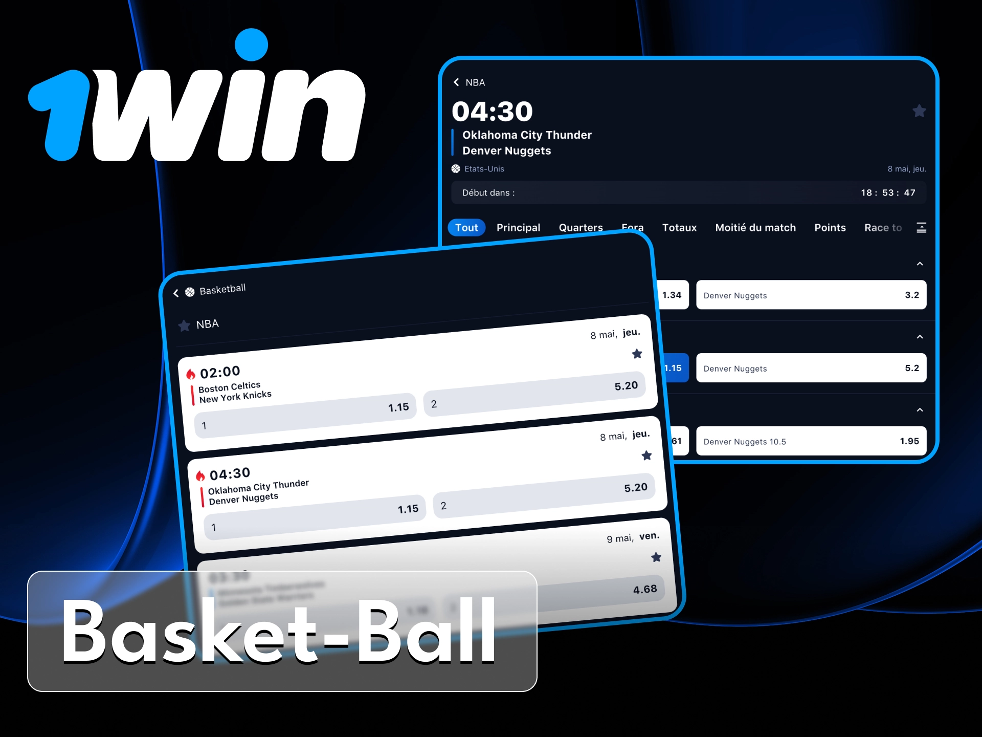 Pariez sur le basket-ball au casino en ligne 1win et retirez vos gains.