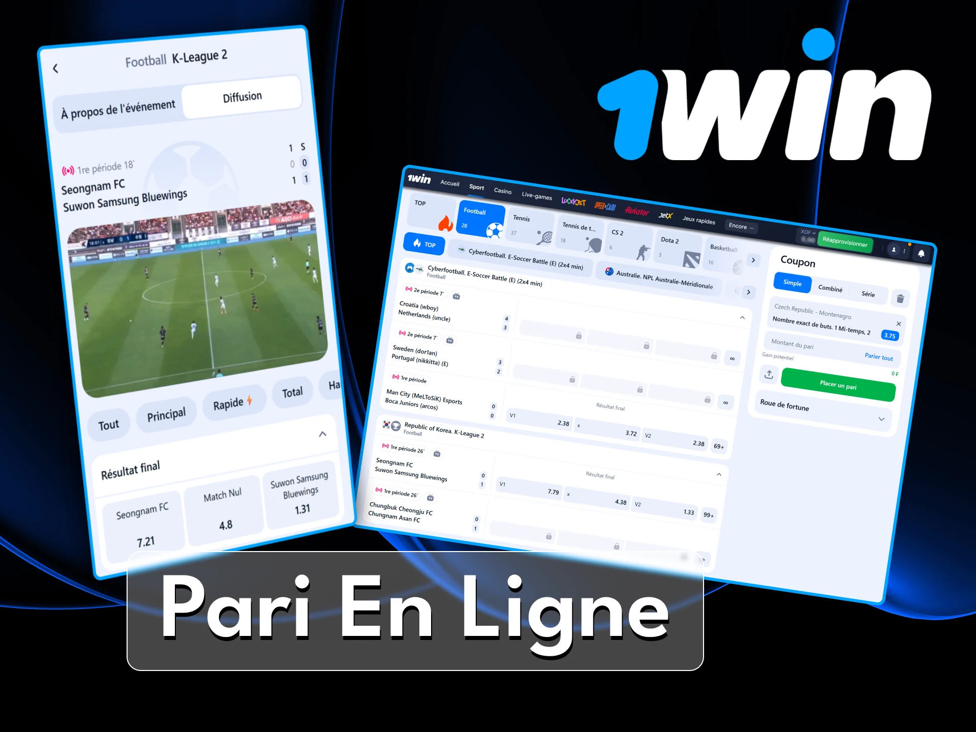Placez vos paris sur les matchs de football disponibles sur le site officiel 1Win.