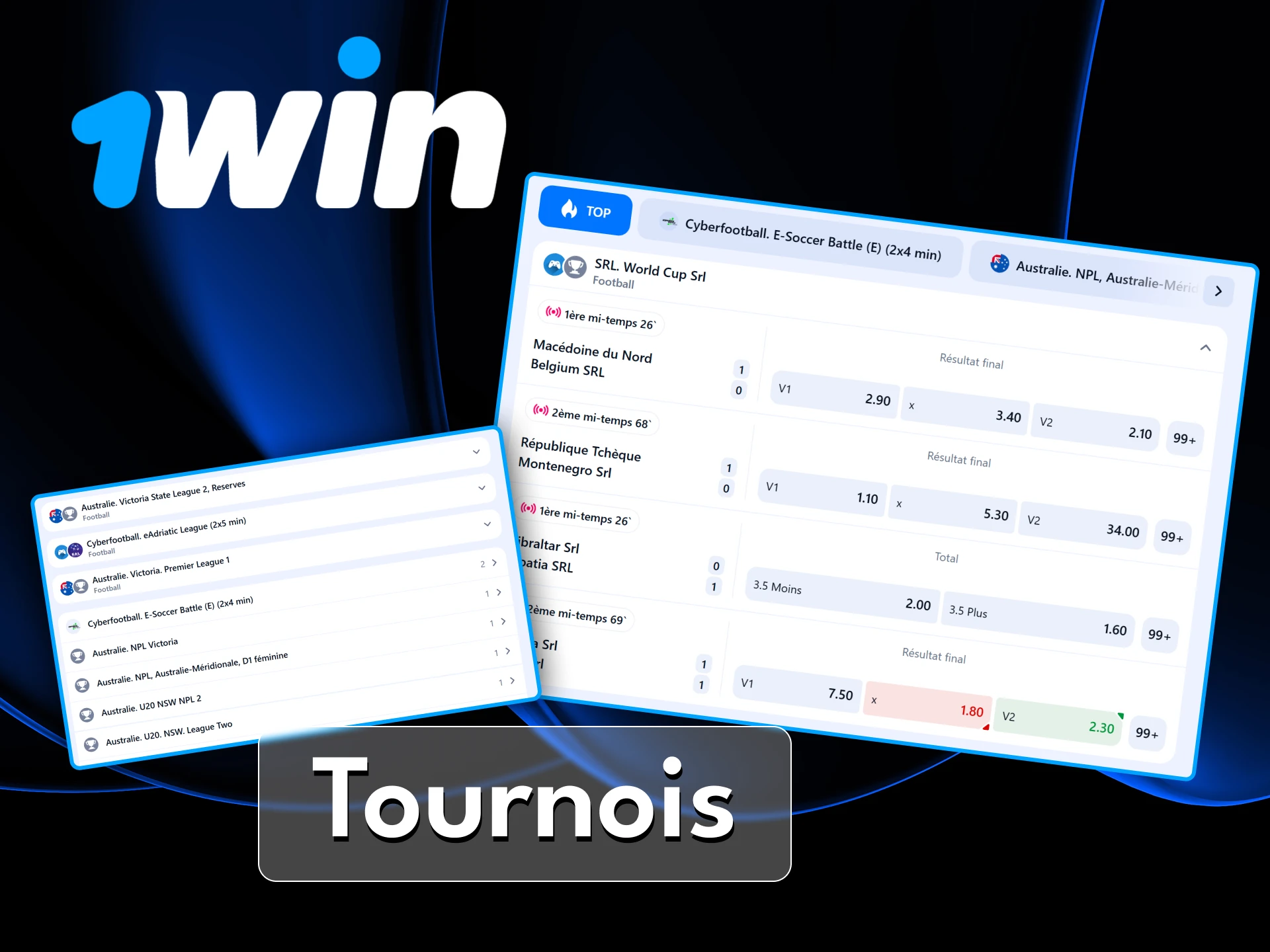 Découvrez les tournois de football les plus populaires disponibles sur le site officiel 1Win.