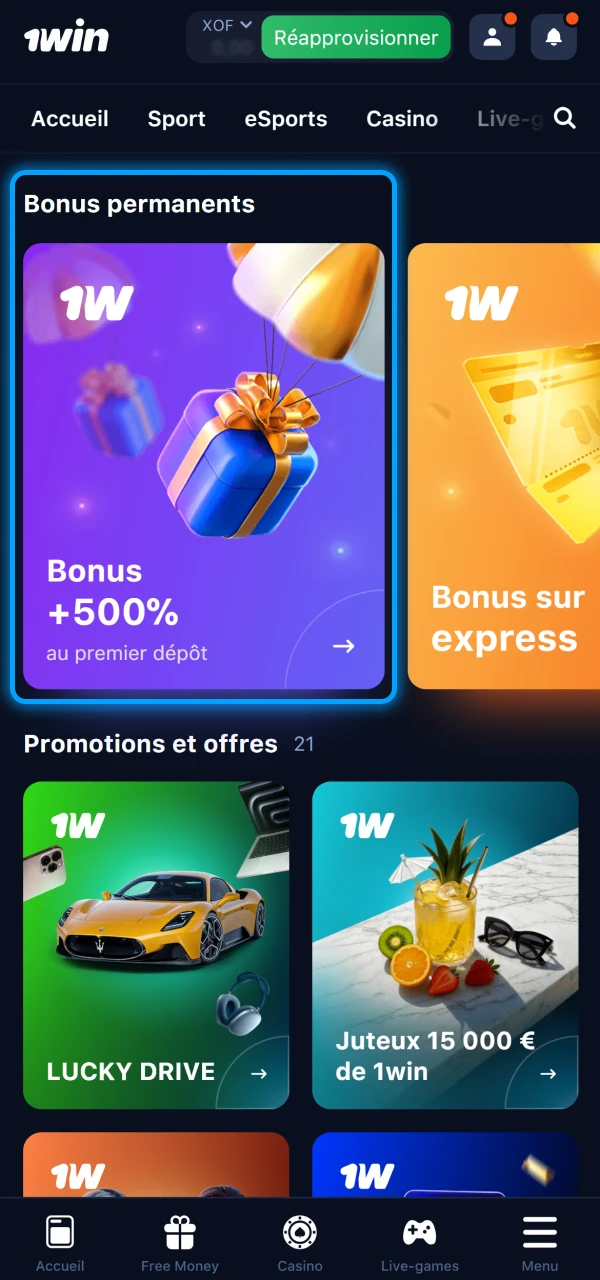 Recevez un généreux bonus de bienvenue dès votre premier dépôt sur le casino officiel 1Win.