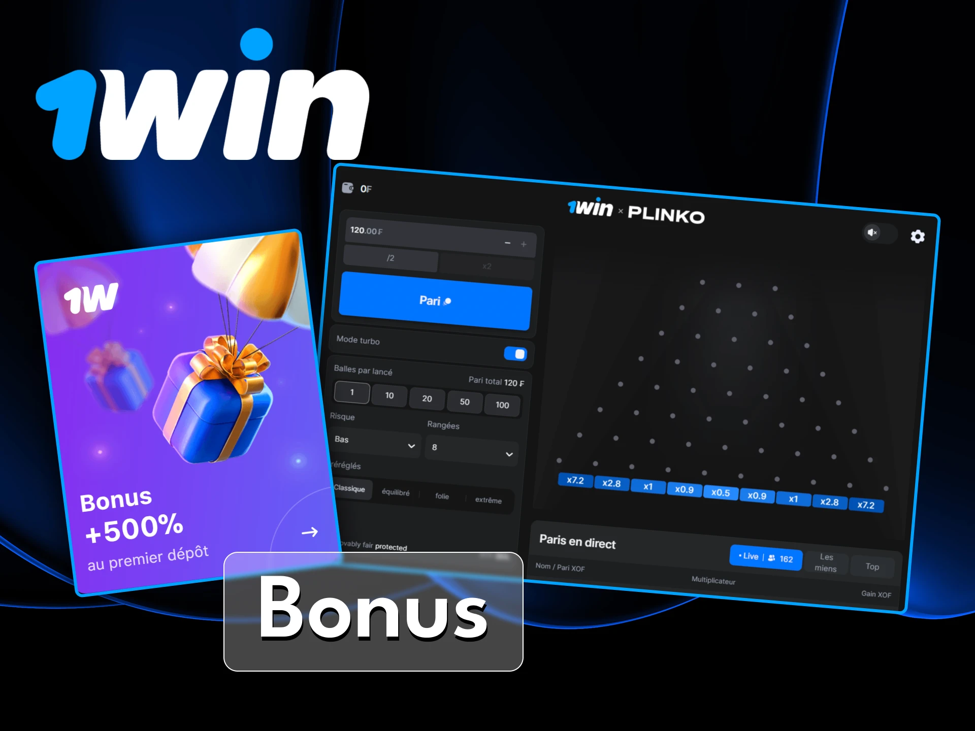 Profitez du bonus de bienvenue sur le site officiel 1Win pour augmenter vos gains sur Plinko.