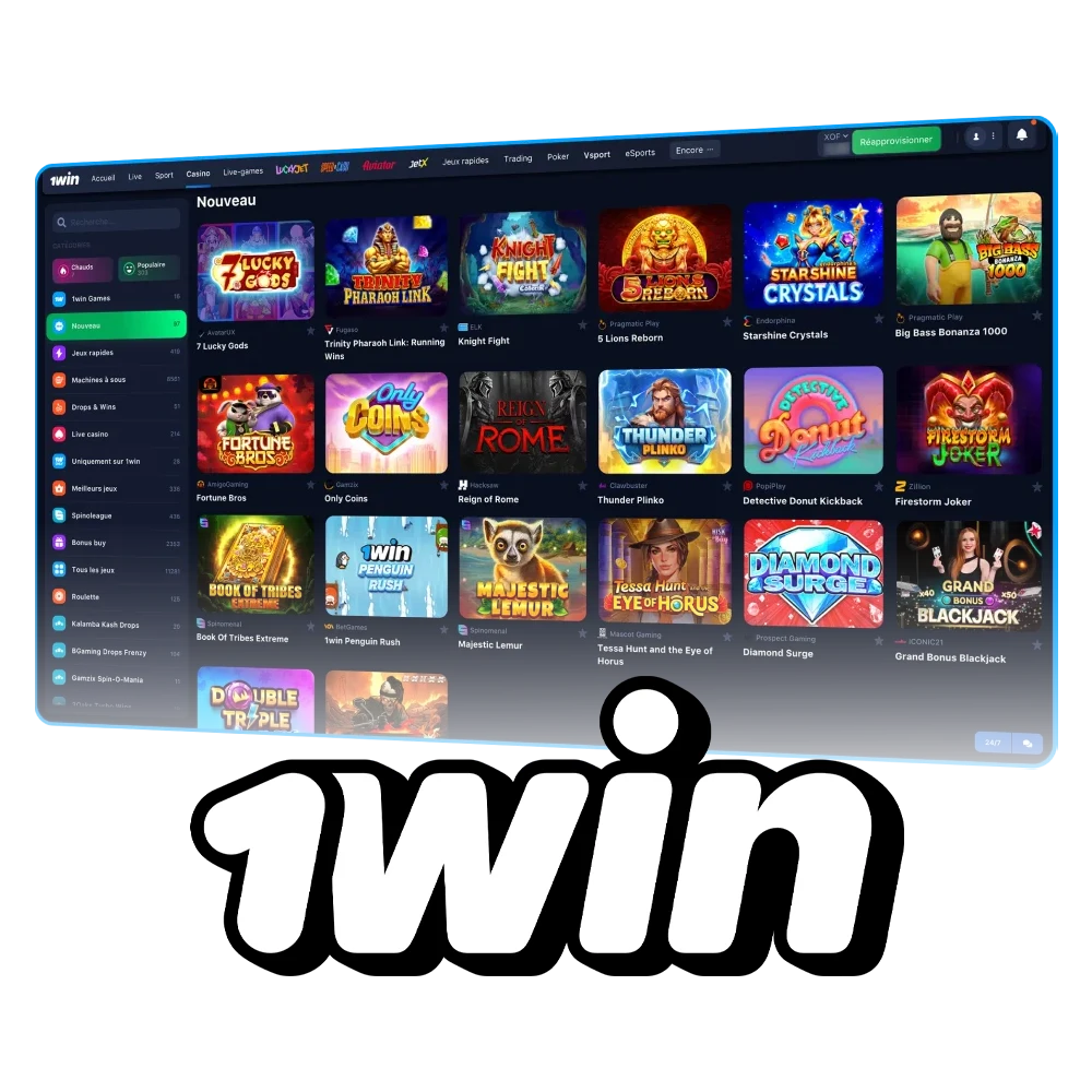 Jouez au casino en ligne sur le site officiel de 1Win.