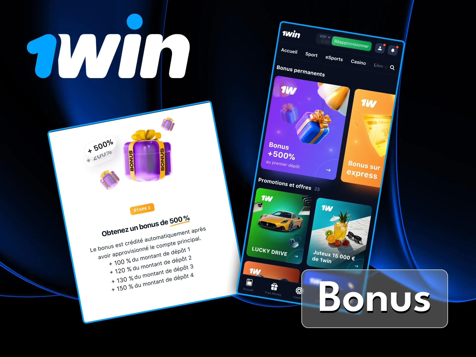 Profitez du bonus de bienvenue de 100 % offert par le casino officiel 1Win dès votre premier dépôt.